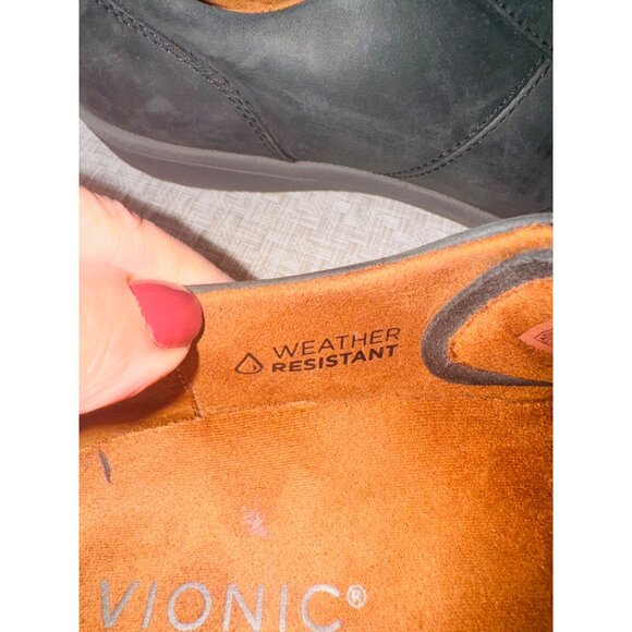 Vionic Abigail Lace-up Arch Support Shoes Black Leather Zip up Comfort Cushion - Picture 8 of 14